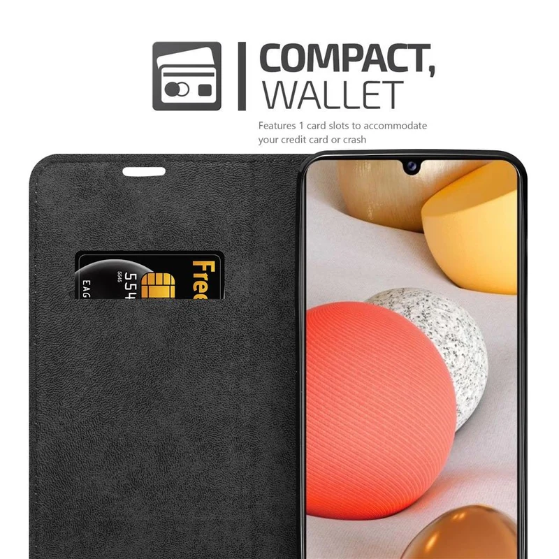 Cadorabo Hülle kompatibel mit Samsung Galaxy A42 4G Schutzhülle mit Magnetverschluss, Standfunktion und Kartenfach