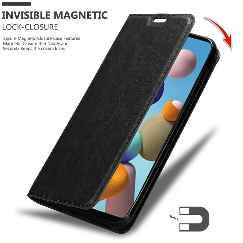 Cadorabo Hülle kompatibel mit Samsung Galaxy A21s Schutzhülle mit Magnetverschluss, Standfunktion und Kartenfach