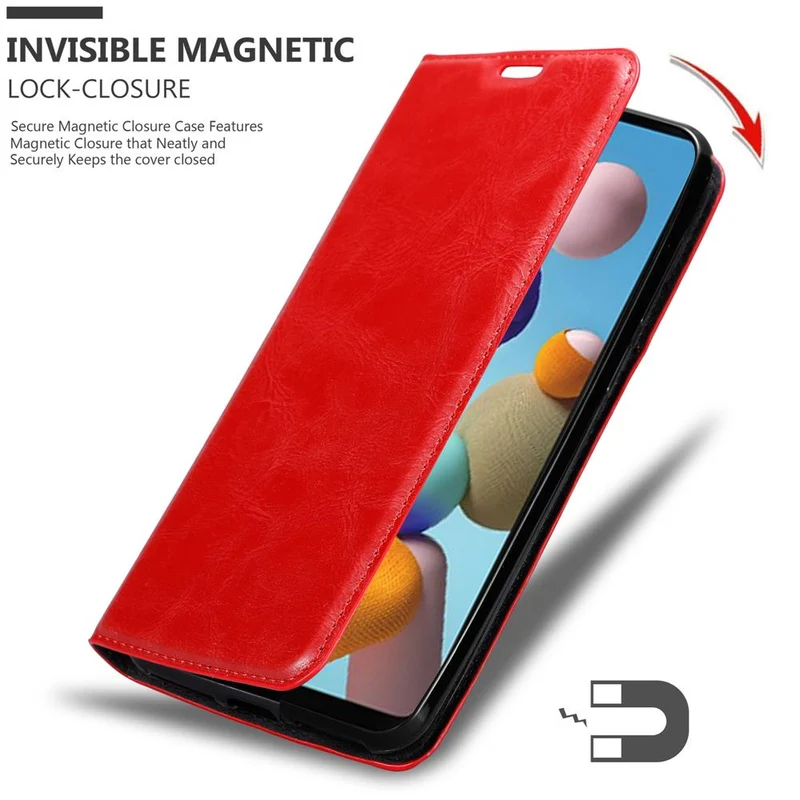 Cadorabo Hülle kompatibel mit Samsung Galaxy A21s Schutzhülle mit Magnetverschluss, Standfunktion und Kartenfach