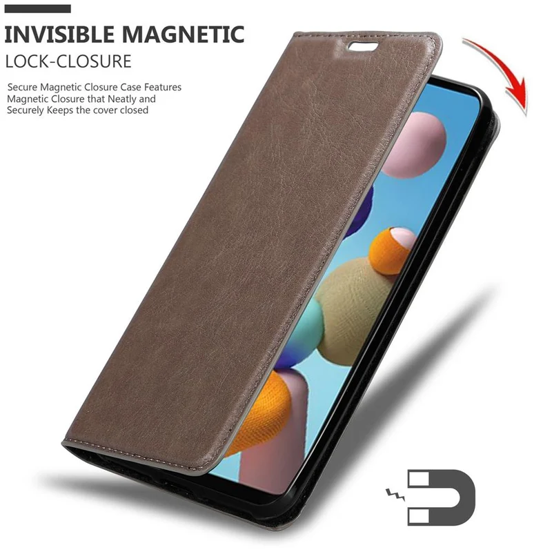 Cadorabo Hülle kompatibel mit Samsung Galaxy A21s Schutzhülle mit Magnetverschluss, Standfunktion und Kartenfach