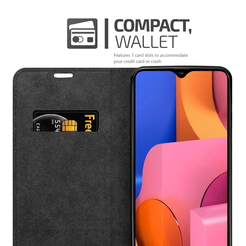 Cadorabo Hülle kompatibel mit Samsung Galaxy A20s Schutzhülle mit Magnetverschluss, Standfunktion und Kartenfach