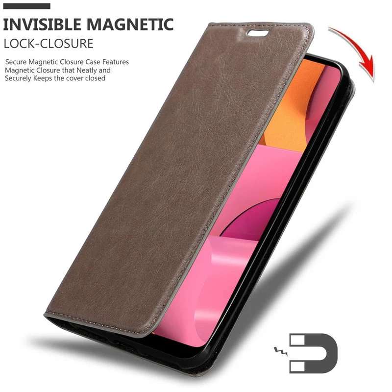 Cadorabo Hülle kompatibel mit Samsung Galaxy A20s Schutzhülle mit Magnetverschluss, Standfunktion und Kartenfach