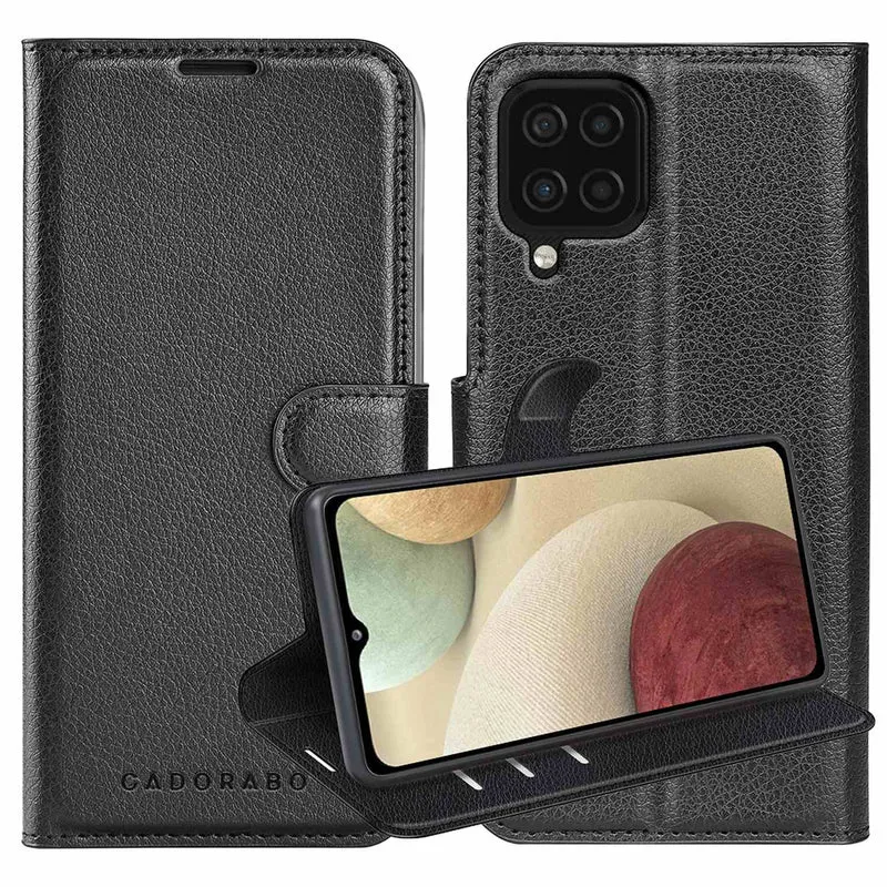 Cadorabo Hülle kompatibel mit Samsung Galaxy A12 / M12 Schutzhülle mit Magnetverschluss, Standfunktion und Kartenfach
