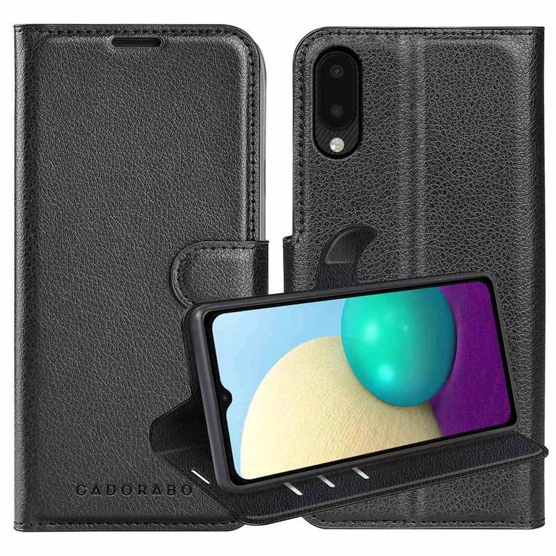 Cadorabo Hülle kompatibel mit Samsung Galaxy A02 / M02 Schutzhülle mit Magnetverschluss, Standfunktion und Kartenfach