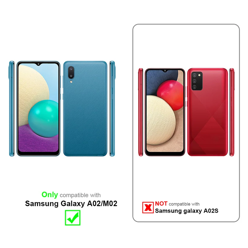 Cadorabo Hülle kompatibel mit Samsung Galaxy A02 / M02 Schutzhülle mit Magnetverschluss, Standfunktion und Kartenfach