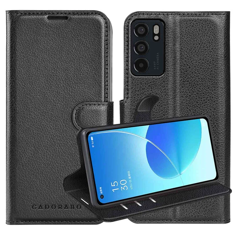 Cadorabo Hülle kompatibel mit Oppo Reno6 5G Schutzhülle mit Magnetverschluss, Standfunktion und Kartenfach