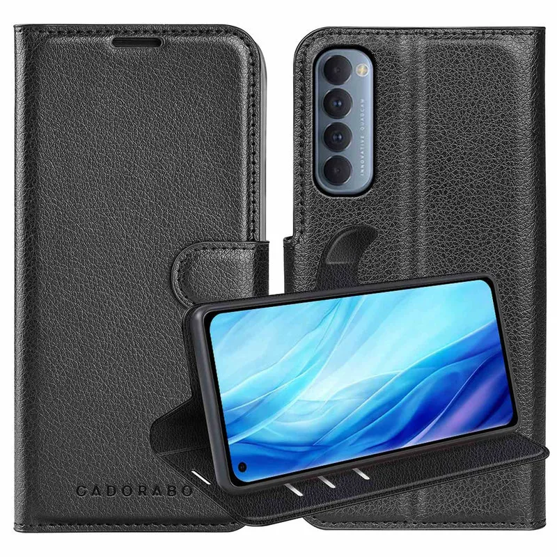 Cadorabo Hülle kompatibel mit Oppo Reno4 PRO Schutzhülle mit Magnetverschluss, Standfunktion und Kartenfach