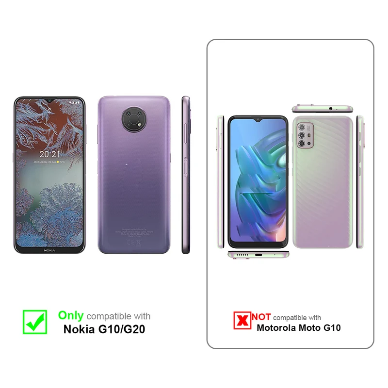 Cadorabo Hülle kompatibel mit Nokia G10 / G20 Schutzhülle mit Magnetverschluss, Standfunktion und Kartenfach