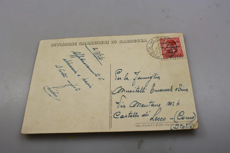 Postkarte der Division „Grenadiere von Sardinien“