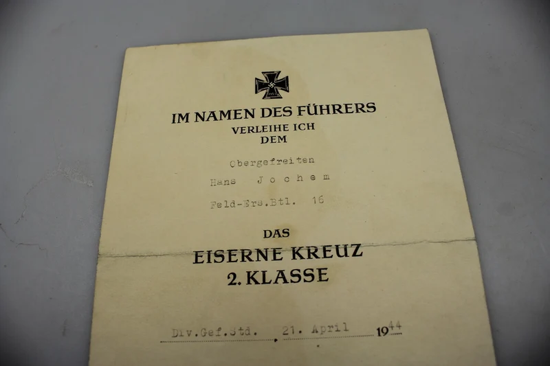 Eisernes Kreuz 2. Klasse Urkunde