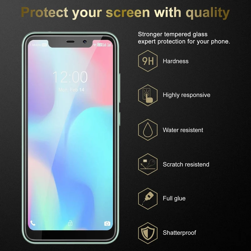 Cadorabo Panzer Folie kompatibel mit Oukitel C22 - Schutzfolie Gehärtetes (Tempered) Display-Schutzglas in 9H Härte mit 3D Touch Kompatibilität