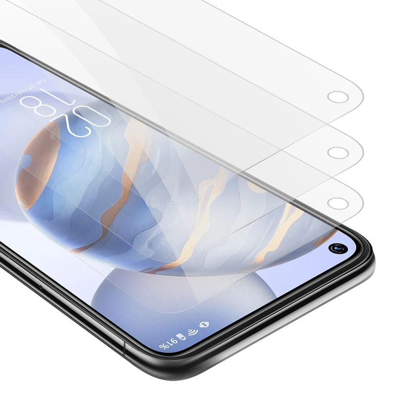 Cadorabo 3x Panzer Folie kompatibel mit Oukitel C21 - Schutzfolie 3er Pack Gehärtetes (Tempered) Display-Schutzglas in 9H Härte mit 3D Touch Kompatibilität