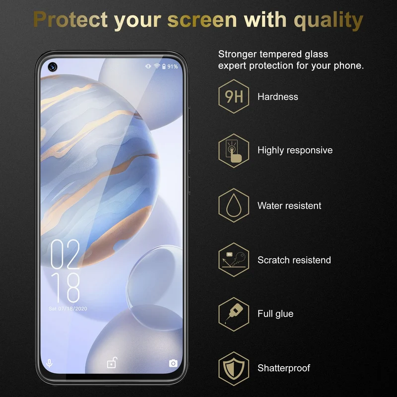 Cadorabo 3x Panzer Folie kompatibel mit Oukitel C21 - Schutzfolie 3er Pack Gehärtetes (Tempered) Display-Schutzglas in 9H Härte mit 3D Touch Kompatibilität