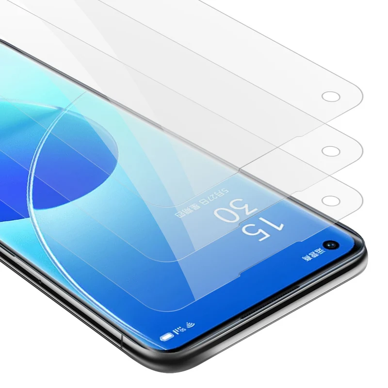 Cadorabo 3x Panzer Folie kompatibel mit Oppo Reno6 PRO 5G - Schutzfolie 3er Pack Gehärtetes (Tempered) Display-Schutzglas in 9H Härte mit 3D Touch Kompatibilität