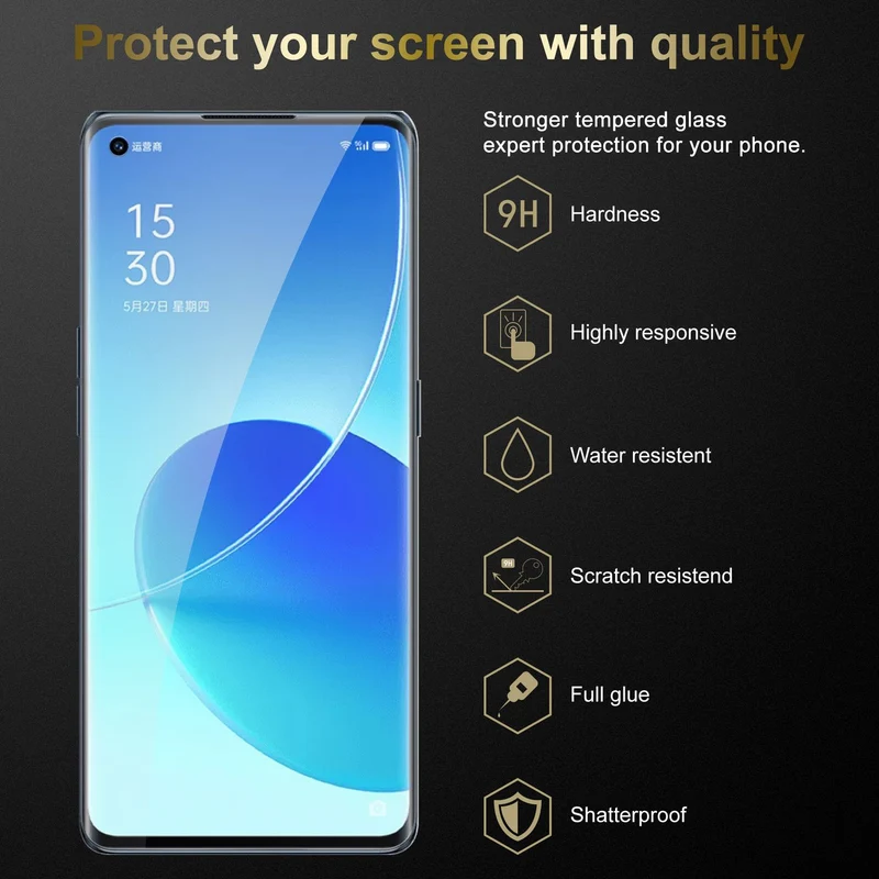 Cadorabo Panzer Folie kompatibel mit Oppo Reno6 PRO 5G - Schutzfolie Gehärtetes (Tempered) Display-Schutzglas in 9H Härte mit 3D Touch Kompatibilität