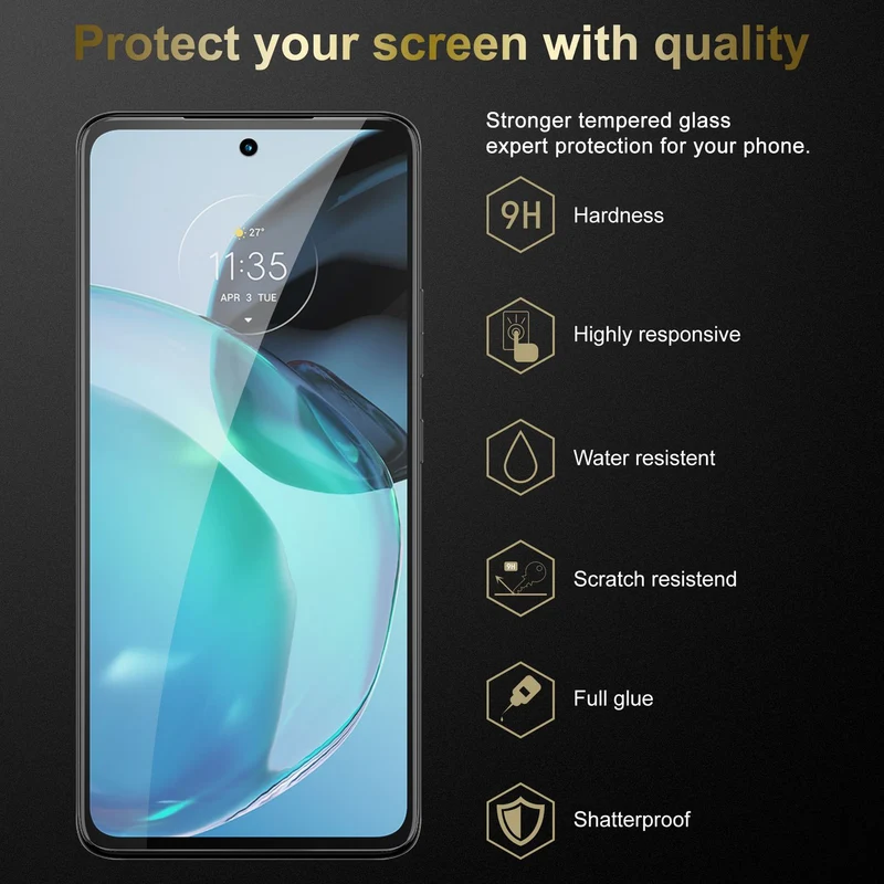 Cadorabo 3x Panzer Folie kompatibel mit Motorola MOTO G72 - Schutzfolie 3er Pack Gehärtetes (Tempered) Display-Schutzglas in 9H Härte mit 3D Touch Kompatibilität