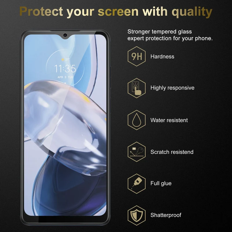 Cadorabo 3x Panzer Folie kompatibel mit Motorola MOTO E22 / E22i - Schutzfolie 3er Pack Gehärtetes (Tempered) Display-Schutzglas in 9H Härte mit 3D Touch Kompatibilität