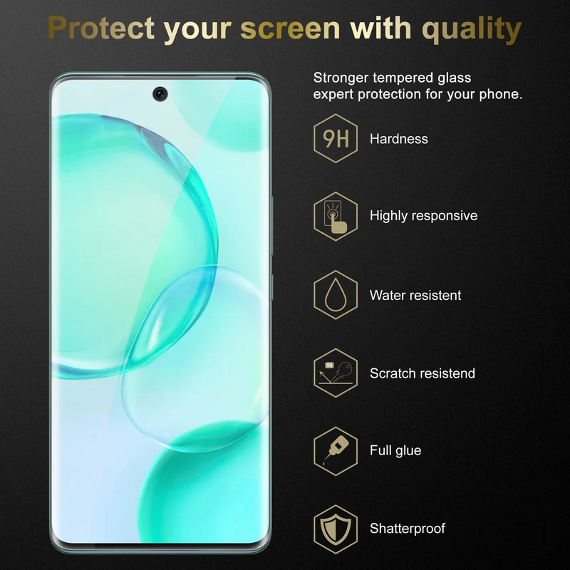 Cadorabo Panzer Folie kompatibel mit Honor 50 / Huawei NOVA 9 - Schutzfolie Gehärtetes (Tempered) Display-Schutzglas in 9H Härte mit 3D Touch Kompatibilität