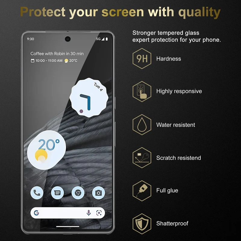 Cadorabo Panzer Folie kompatibel mit Google PIXEL 7 PRO - Schutzfolie Gehärtetes (Tempered) Display-Schutzglas in 9H Härte mit 3D Touch Kompatibilität
