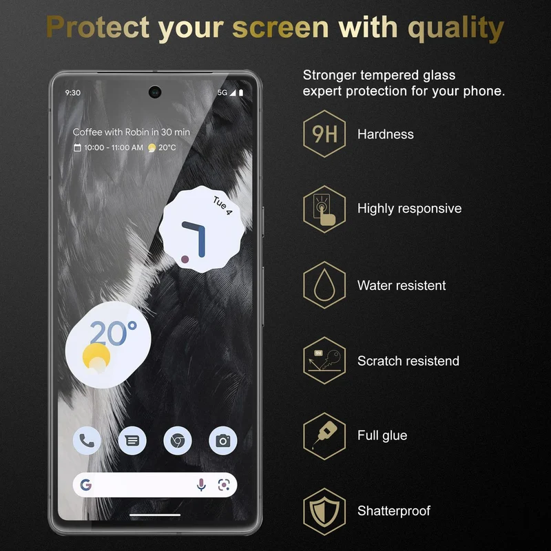 Cadorabo 3x Panzer Folie kompatibel mit Google PIXEL 7 - Schutzfolie 3er Pack Gehärtetes (Tempered) Display-Schutzglas in 9H Härte mit 3D Touch Kompatibilität