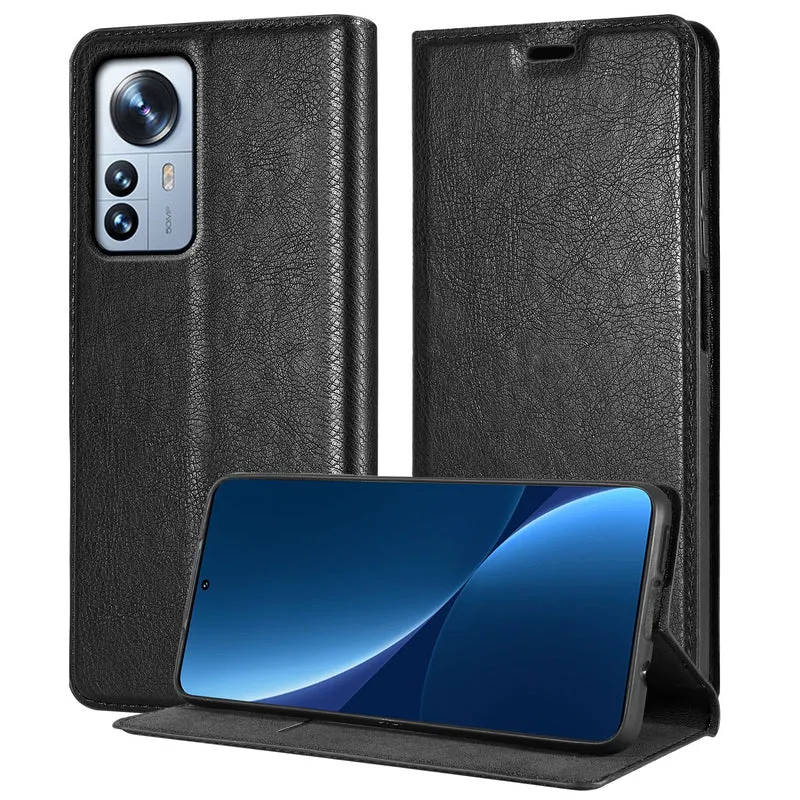 Cadorabo Hülle kompatibel mit Xiaomi 12 PRO Schutzhülle mit Magnetverschluss, Standfunktion und Kartenfach
