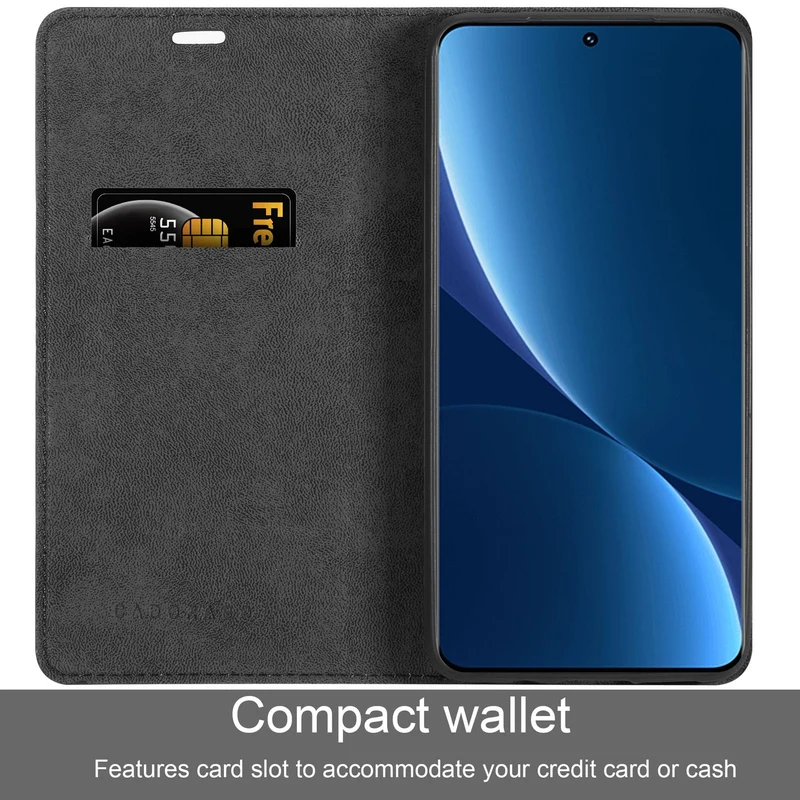 Cadorabo Hülle kompatibel mit Xiaomi 12 PRO Schutzhülle mit Magnetverschluss, Standfunktion und Kartenfach