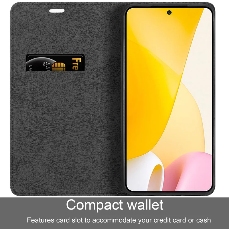 Cadorabo Hülle kompatibel mit Xiaomi 12 LITE Schutzhülle mit Magnetverschluss, Standfunktion und Kartenfach