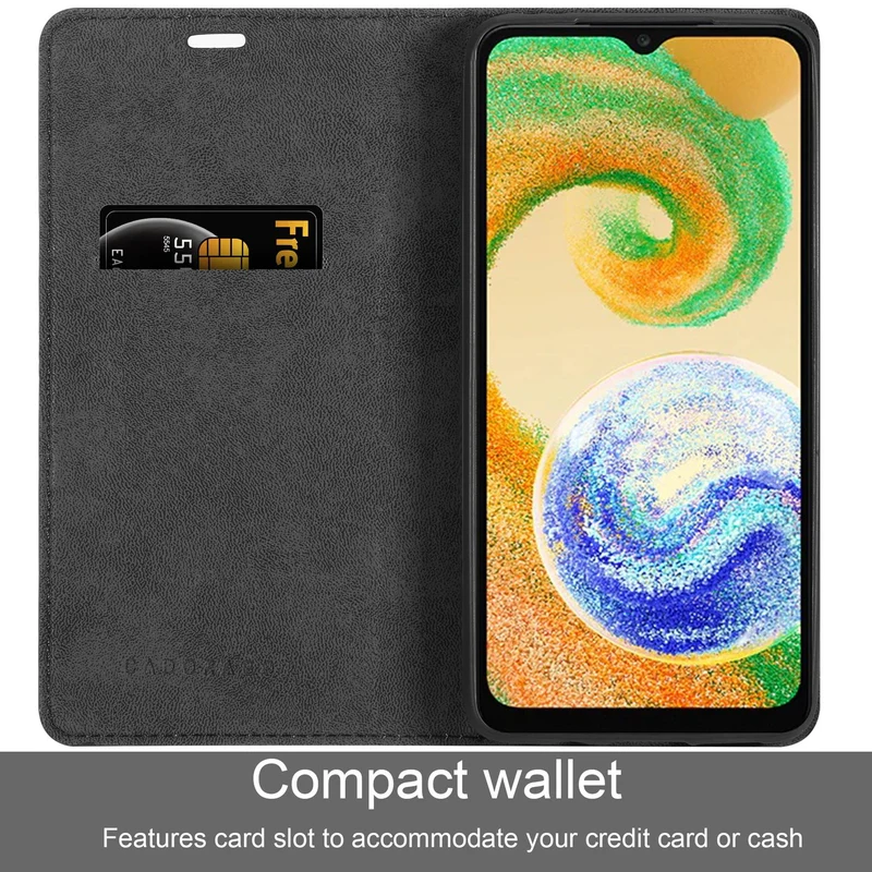 Cadorabo Hülle kompatibel mit Samsung Galaxy A04s Schutzhülle mit Magnetverschluss, Standfunktion und Kartenfach