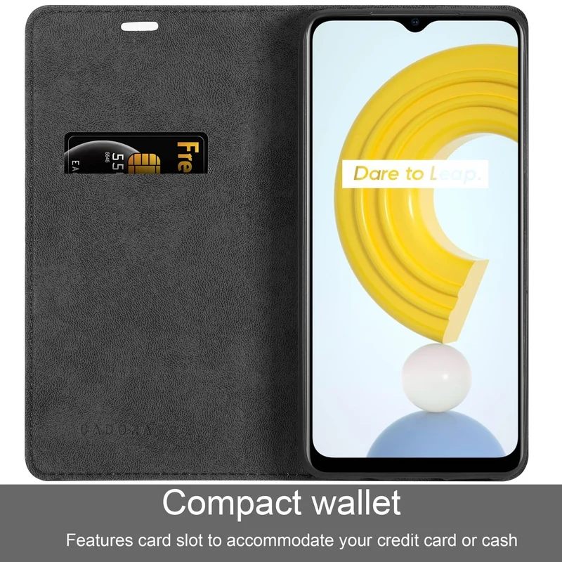 Cadorabo Hülle kompatibel mit Realme C21 Schutzhülle mit Magnetverschluss, Standfunktion und Kartenfach
