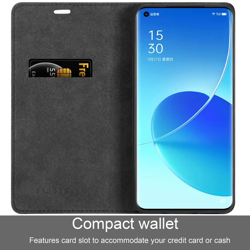 Cadorabo Hülle kompatibel mit Oppo Reno6 PRO 5G Schutzhülle mit Magnetverschluss, Standfunktion und Kartenfach