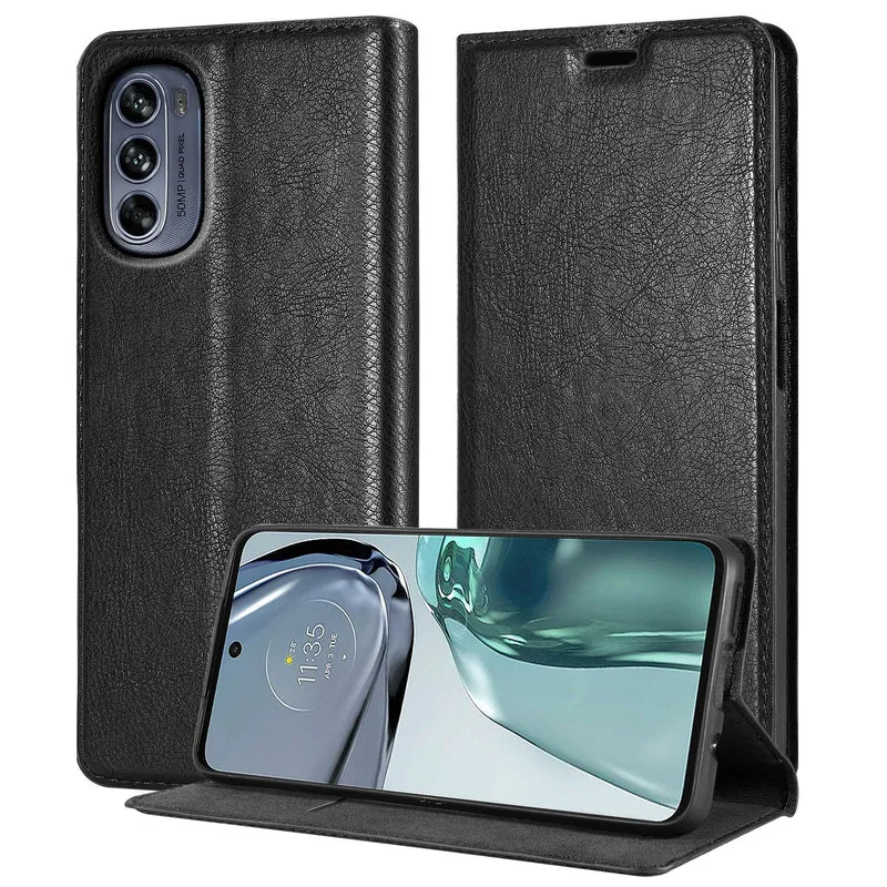 Cadorabo Hülle kompatibel mit Motorola MOTO G62 5G Schutzhülle mit Magnetverschluss, Standfunktion und Kartenfach