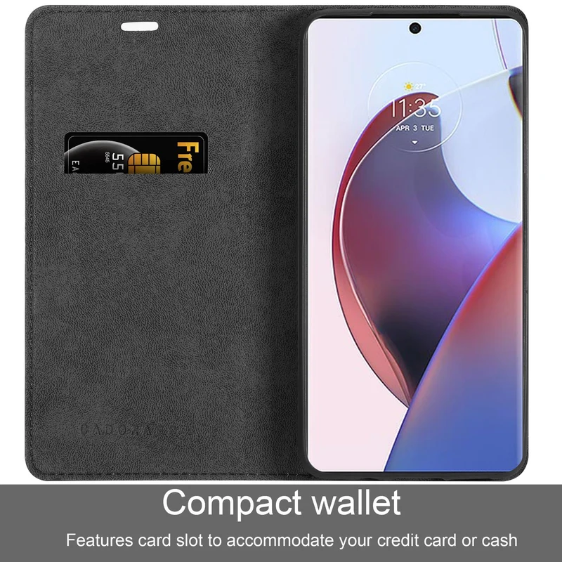 Cadorabo Hülle kompatibel mit Motorola EDGE 30 ULTRA / X30 PRO Schutzhülle mit Magnetverschluss, Standfunktion und Kartenfach