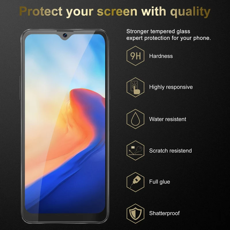 Cadorabo Panzer Folie kompatibel mit Blackview A80s - Schutzfolie Gehärtetes (Tempered) Display-Schutzglas in 9H Härte mit 3D Touch Kompatibilität