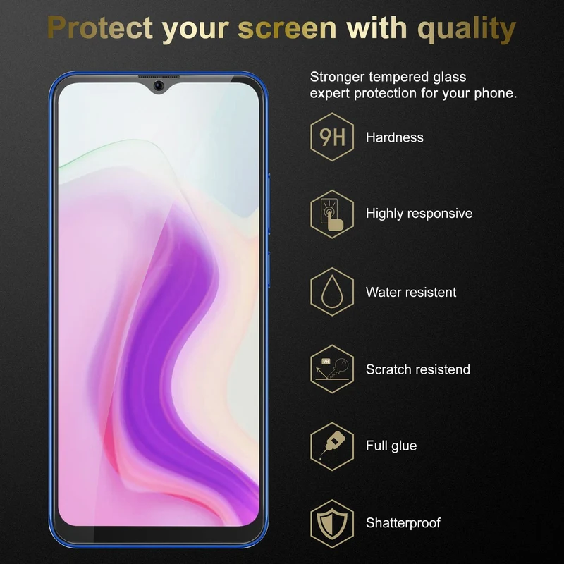 Cadorabo 3x Panzer Folie kompatibel mit Blackview A70 / A70 PRO - Schutzfolie 3er Pack Gehärtetes (Tempered) Display-Schutzglas in 9H Härte mit 3D Touch Kompatibilität