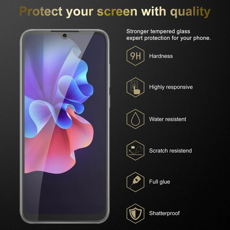Cadorabo 3x Panzer Folie kompatibel mit Blackview A55 PRO - Schutzfolie 3er Pack Gehärtetes (Tempered) Display-Schutzglas in 9H Härte mit 3D Touch Kompatibilität
