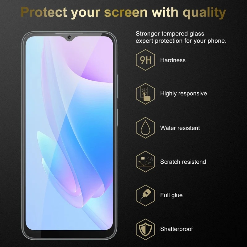 Cadorabo Panzer Folie kompatibel mit Blackview A52 - Schutzfolie Gehärtetes (Tempered) Display-Schutzglas in 9H Härte mit 3D Touch Kompatibilität