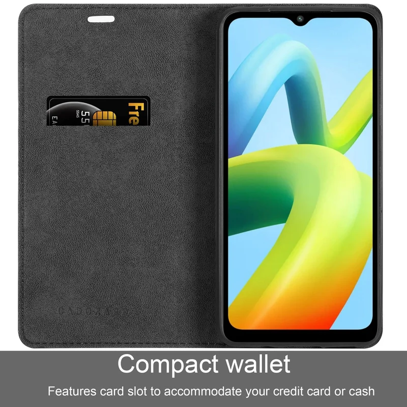 Cadorabo Hülle kompatibel mit Xiaomi RedMi A1 Schutzhülle mit Magnetverschluss, Standfunktion und Kartenfach