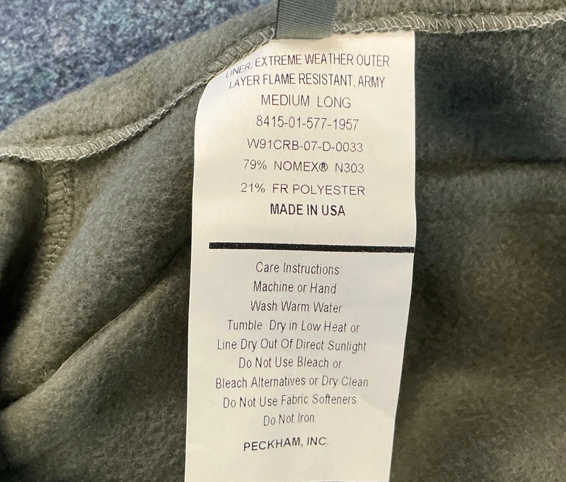 US Army Liner, Extreme Weather Outer Layer, Flame Resistant, FREE Level 6 Futter