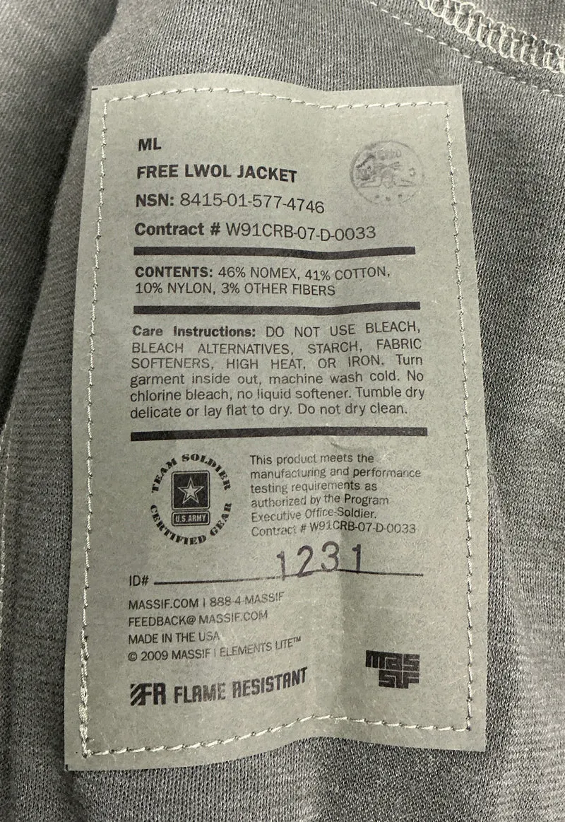 US Army FREE, LWOL, Jacket, Level 4 flammenhemmende Leichtgewichtsjacke