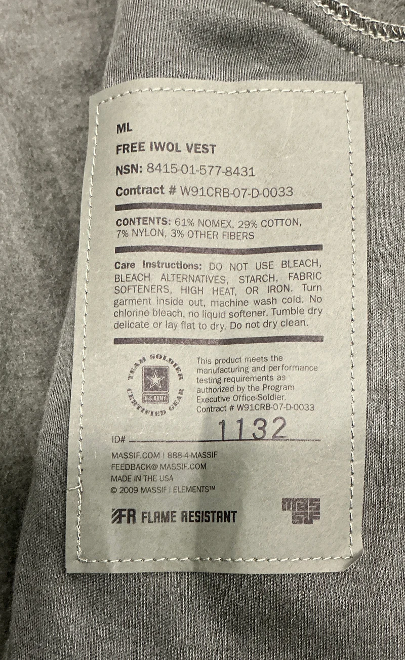 US Army FREE, IWOL, Vest, Level 4 flammhemmende Weste