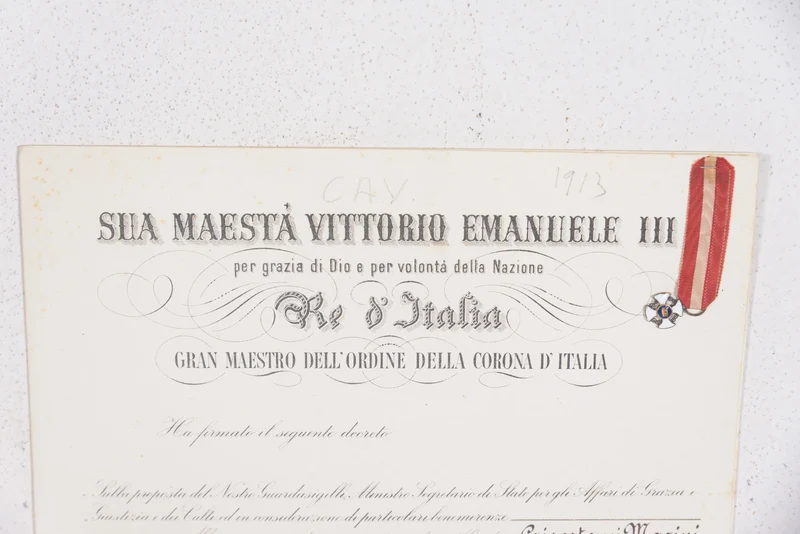Ritterkreuz des Ordens der Krone von Italien mit Urkunde und Miniatur