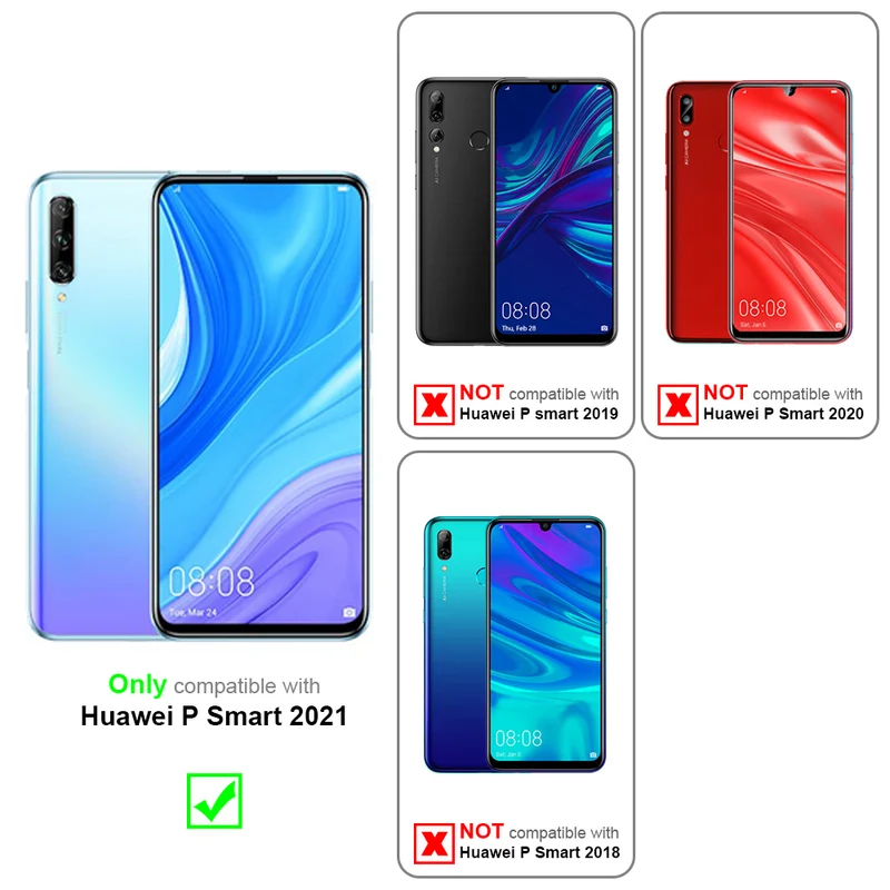 Cadorabo Hülle kompatibel mit Huawei P SMART 2021 Schutzhülle mit Magnetverschluss, Standfunktion und Kartenfach