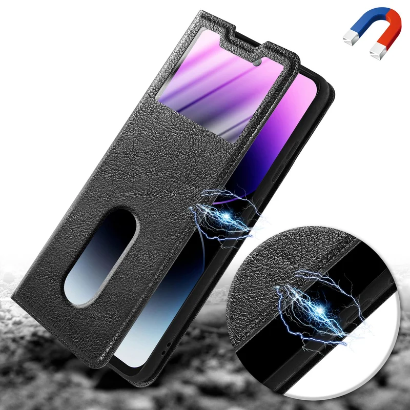 Cadorabo Hülle kompatibel mit Xiaomi RedMi 10 4G Schutzhülle mit Magnetverschluss, Standfunktion und 2 Sichtfenstern