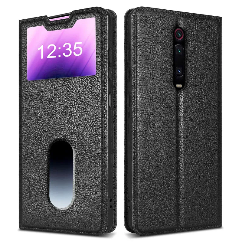 Cadorabo Hülle kompatibel mit Xiaomi Mi 9T / Mi 9T PRO / RedMi K20 / RedMi K20 PRO Schutzhülle mit Magnetverschluss, Standfunktion und 2 Sichtfenstern