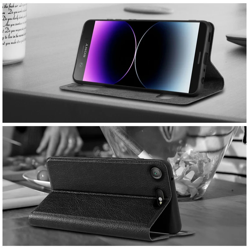 Cadorabo Hülle kompatibel mit Sony Xperia XZ1 COMPACT Schutzhülle mit Magnetverschluss, Standfunktion und 2 Sichtfenstern
