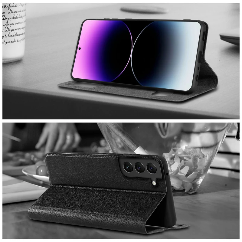 Cadorabo Hülle kompatibel mit Samsung Galaxy S22 PLUS Schutzhülle mit Magnetverschluss, Standfunktion und 2 Sichtfenstern