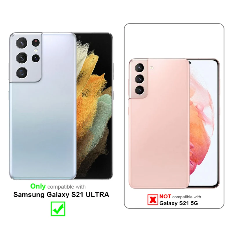 Cadorabo Hülle kompatibel mit Samsung Galaxy S21 ULTRA Schutzhülle mit Magnetverschluss, Standfunktion und 2 Sichtfenstern