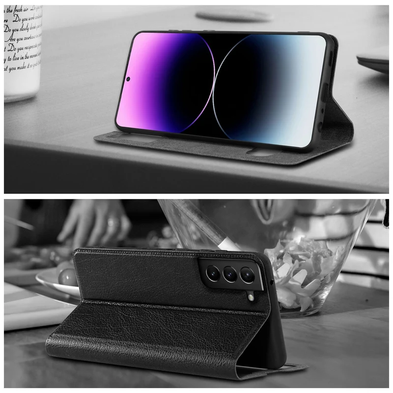 Cadorabo Hülle kompatibel mit Samsung Galaxy S21 PLUS Schutzhülle mit Magnetverschluss, Standfunktion und 2 Sichtfenstern
