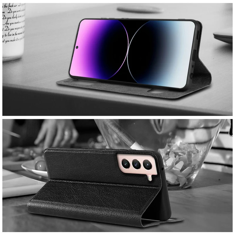 Cadorabo Hülle kompatibel mit Samsung Galaxy S21 5G Schutzhülle mit Magnetverschluss, Standfunktion und 2 Sichtfenstern