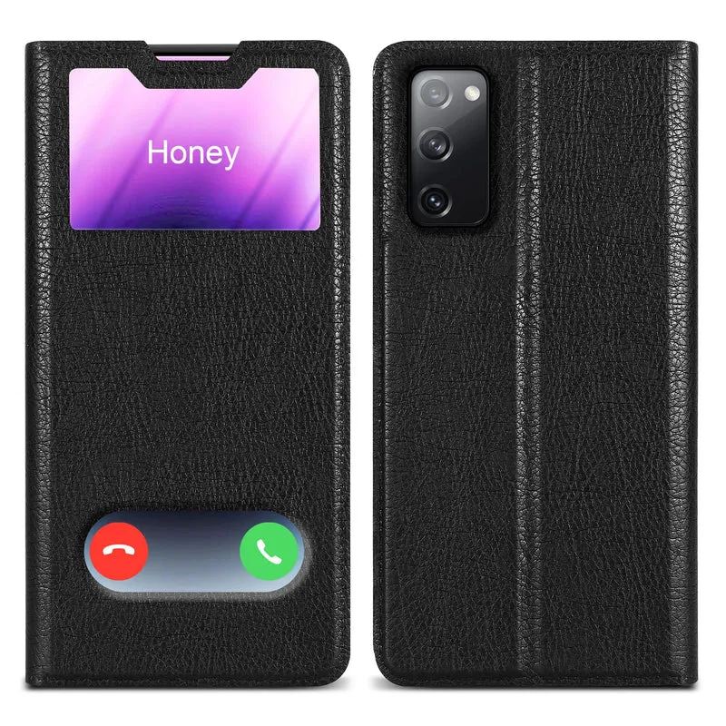 Cadorabo Hülle kompatibel mit Samsung Galaxy S20 FE Schutzhülle mit Magnetverschluss, Standfunktion und 2 Sichtfenstern